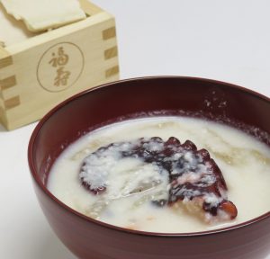 新メニュー！　2月数量限定　酒粕料理三品（雑煮、寿司、おはぎ）