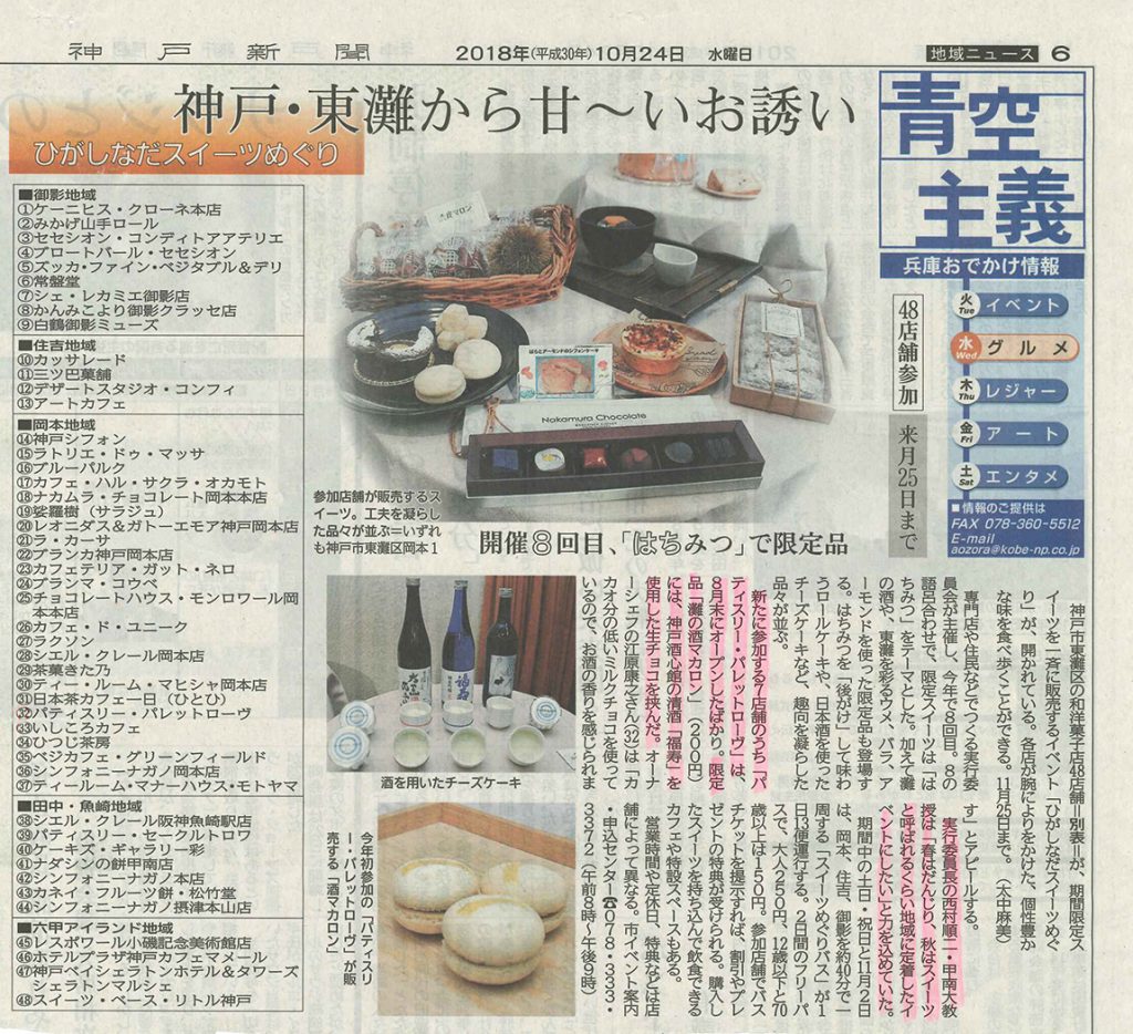 ひがしなだスイーツめぐり2018